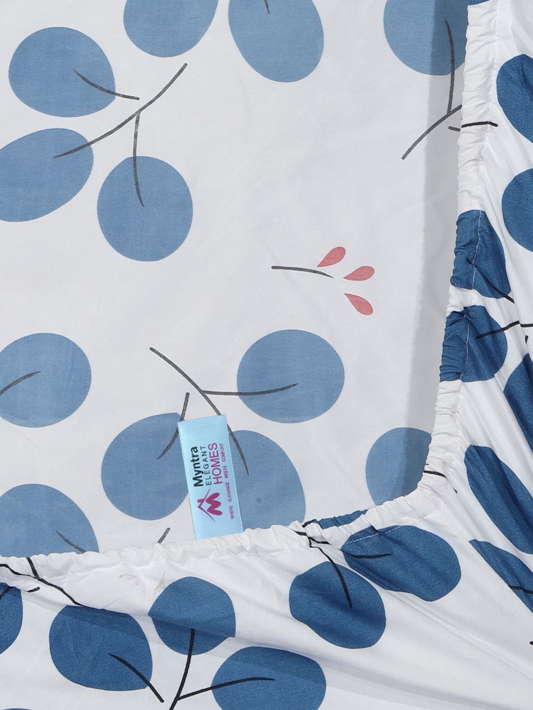 Myntra Elegant Homes Kapas Bunga Putih 300 TC Dilengkapi Cadar King Halus dengan 2 Sarung Bantal-98 x 89 inci