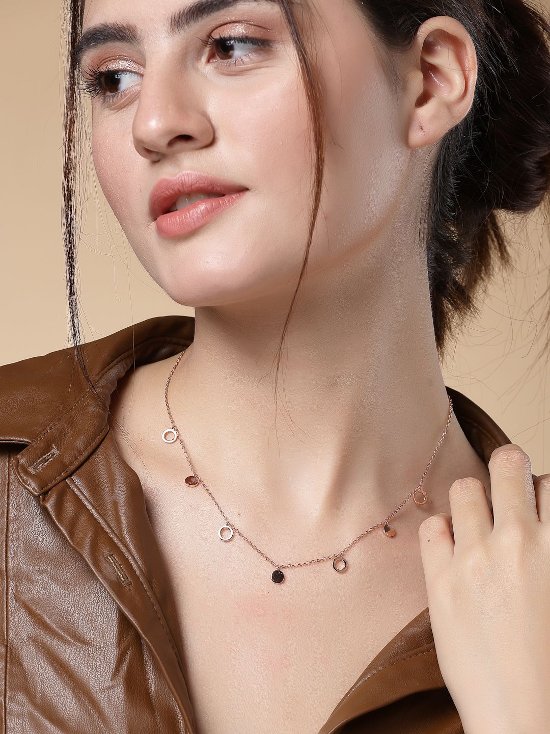 PANASH 925 Sterling Silver Rose Gold-Plated Classic Necklace