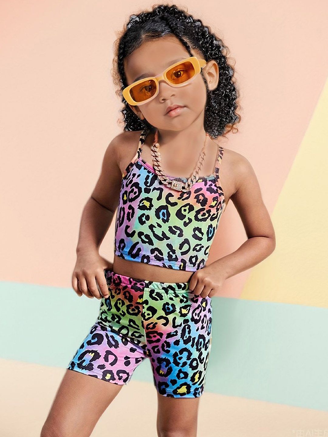 YK Girls Printed Top With Shorts