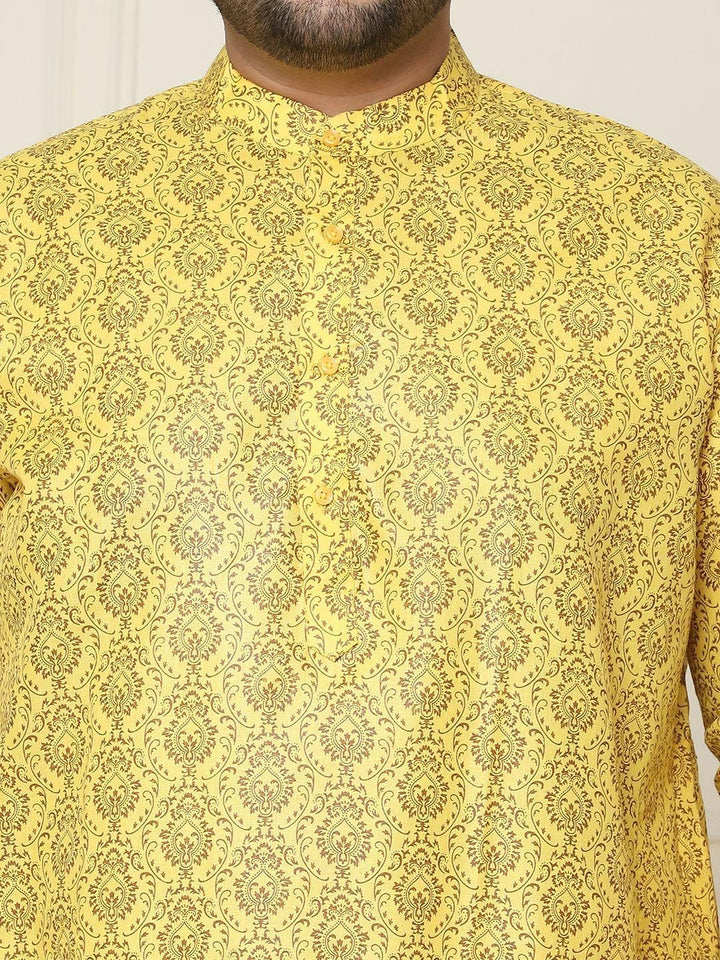 SOJANYA PLUS Motif Etnik Bercetak Linen Kapas Kurta Lurus dengan Piyama