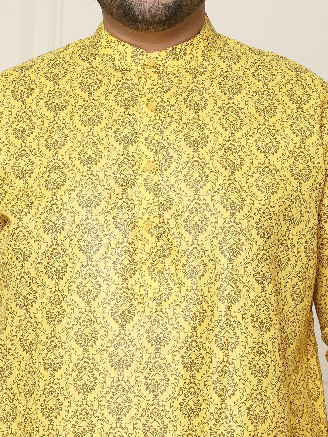 SOJANYA PLUS Motif Etnik Bercetak Linen Kapas Kurta Lurus dengan Piyama