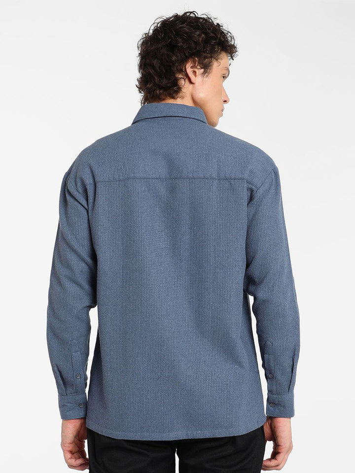 Campus Sutra Men Comfort Spread Collar Textured Cotton Casual Shirt