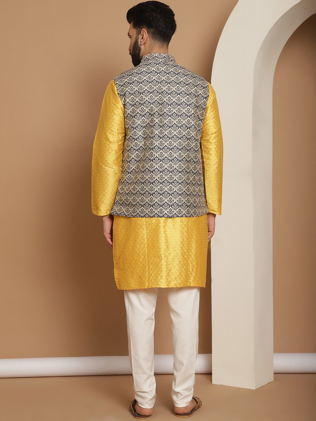 Anouk Motifs Embroidered Regular Kurta Churidar with Nehru jacket