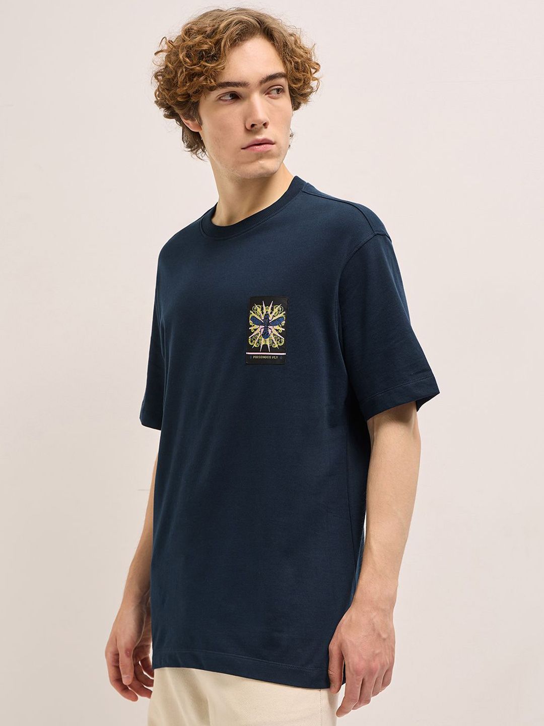 THE BEAR HOUSE Men Oversized Fit Back Printed Pure Cotton T-shirt