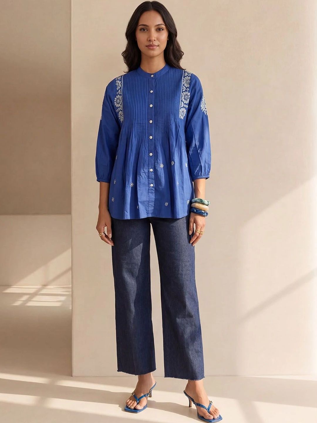House of Chikankari Bordir Cotton Top