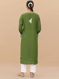 HOUSE OF KARI Floral Embroidered Chikankari Straight Kurta