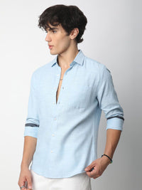 VASTRADO Men Classic Cutaway Collar Textured Cotton Slim Fit Casual Shirt