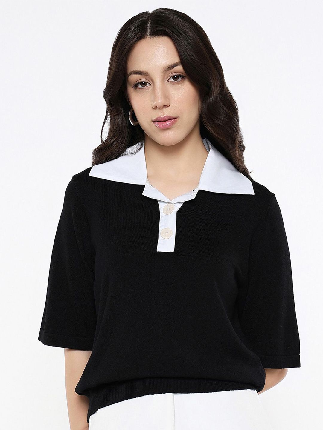 RAREISM Flared Sleeve Cotton Styled Back Top