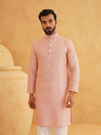 SOJANYA Striped Embroidered Band Collar Straight Long Kurta