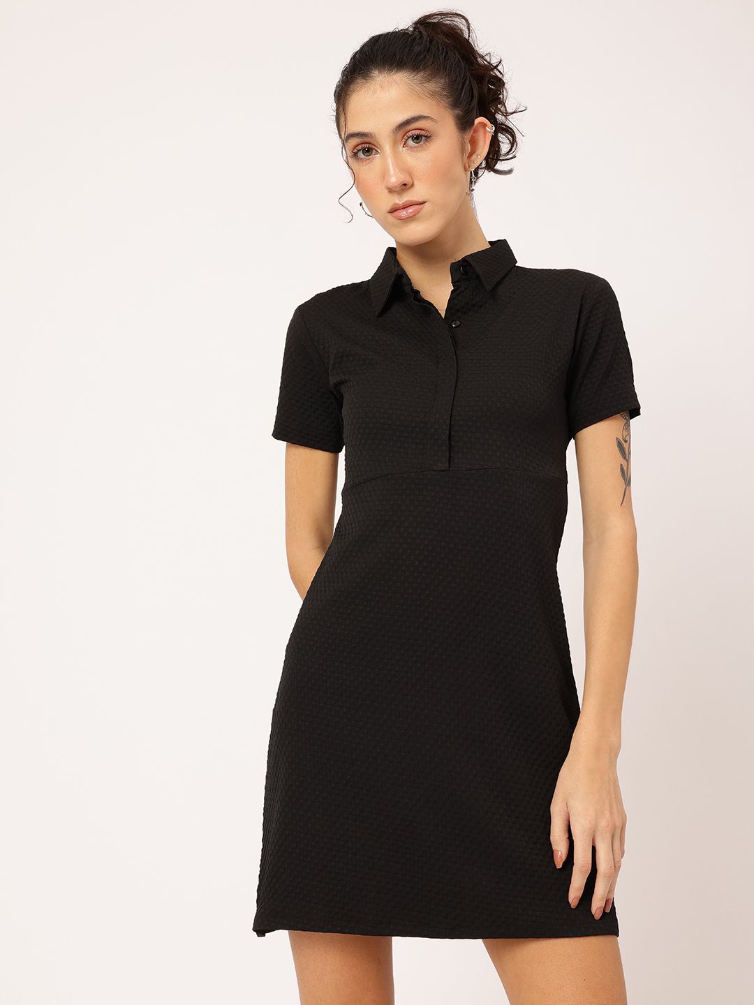 DressBerry Eclectic Edge Textured Mini T-shirt Dress
