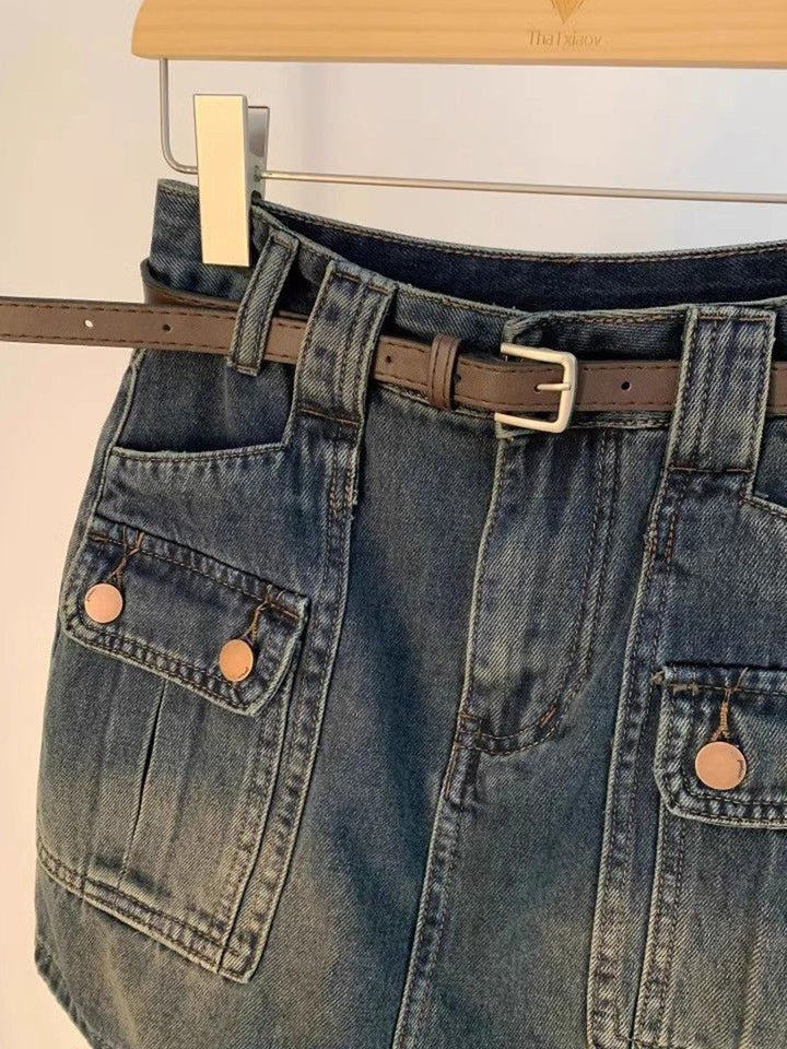DressBerry Women Denim A-Line Above Knee Skirt
