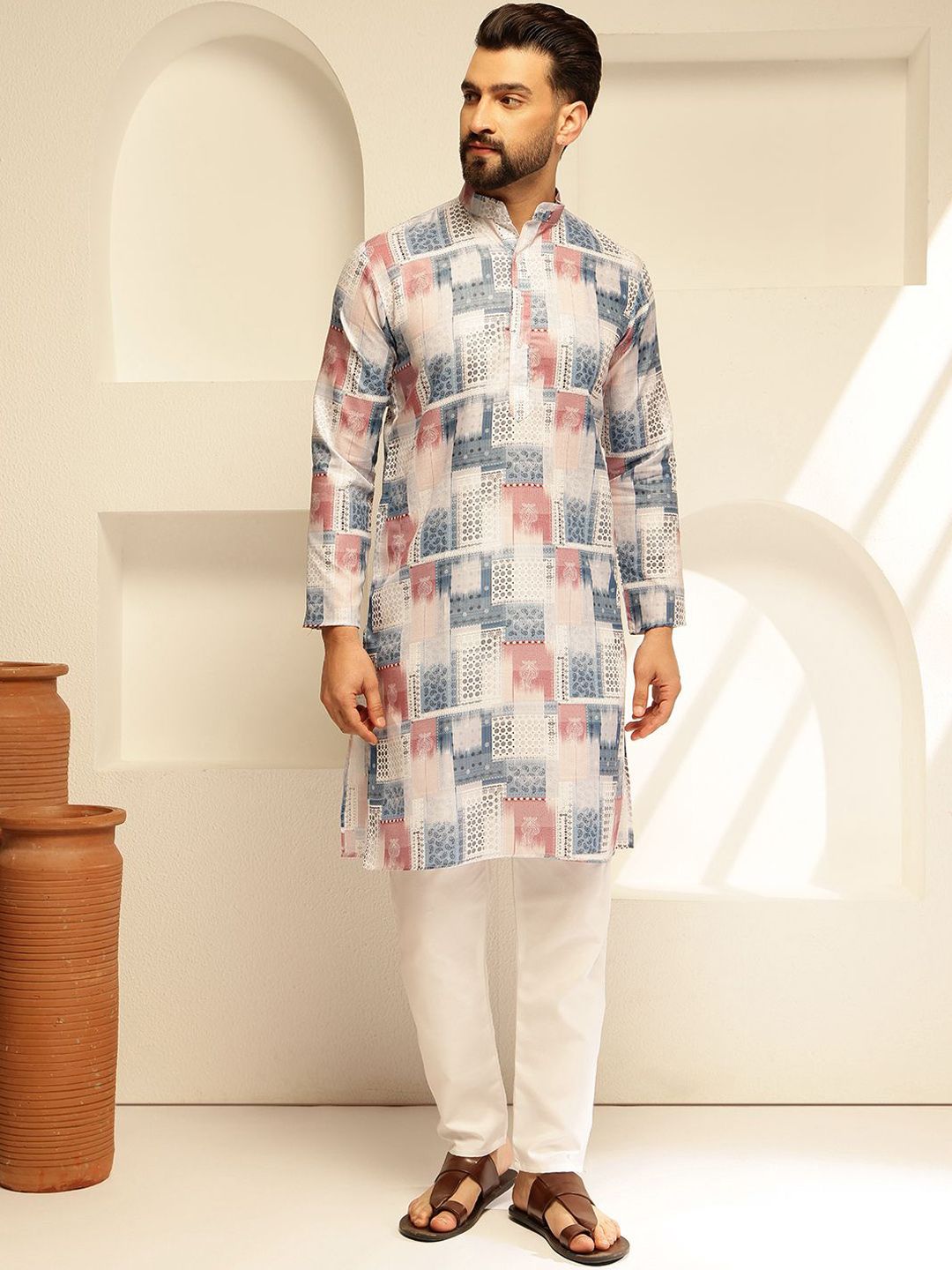 SOJANYA Geometric Printed Cotton Straight Kurta