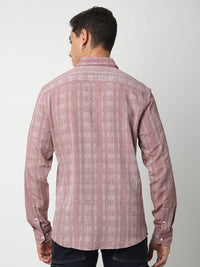 VASTRADO Men Classic Spread Collar Tartan Checked Cotton Slim Fit Casual Shirt