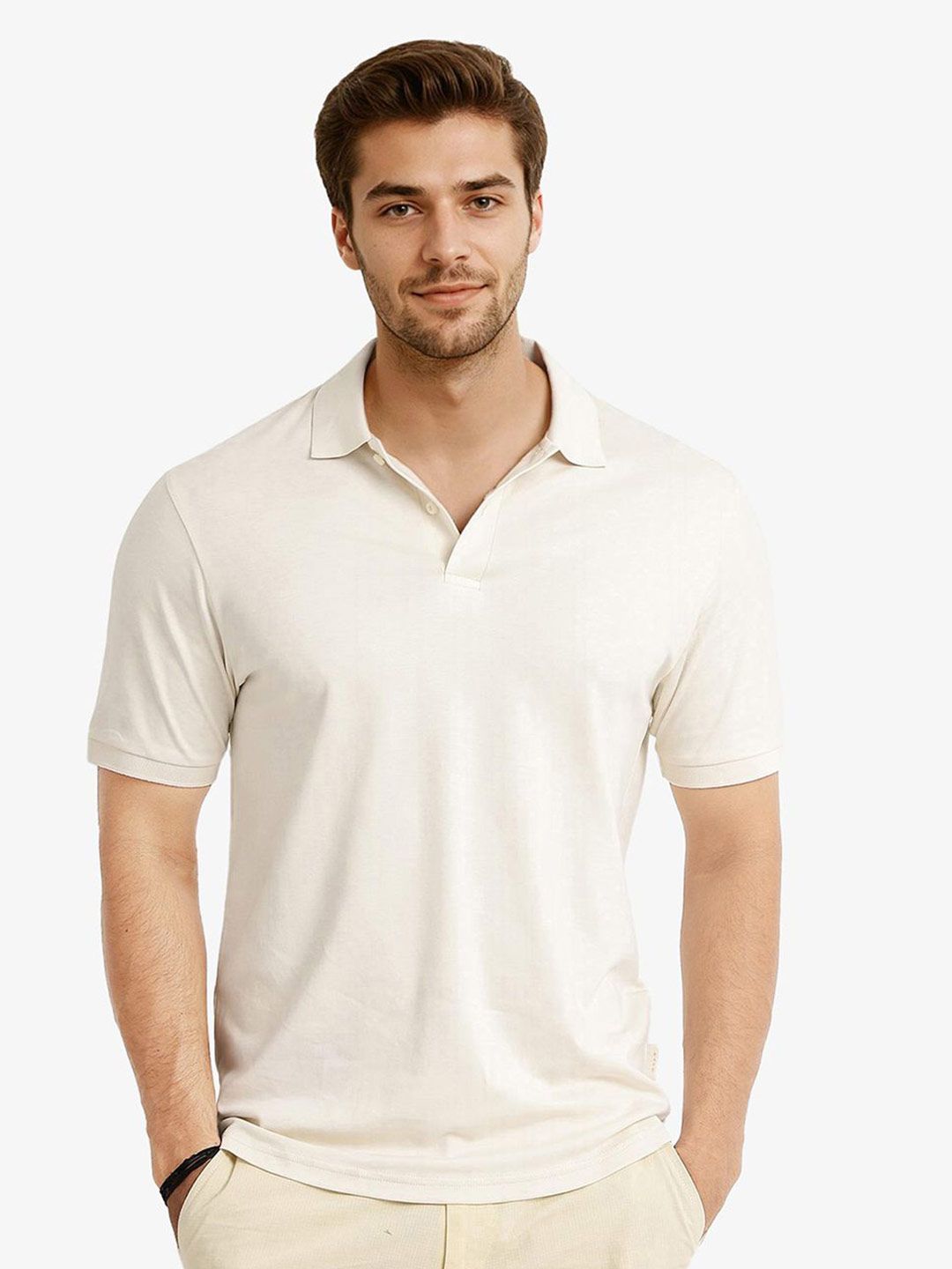 RARE RABBIT Men V-Neck Raw Edge T-shirt