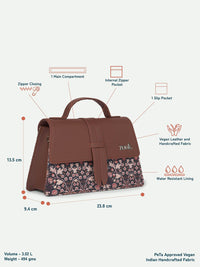 ZOUK Floral Printed Structured Satchel with Cut Work