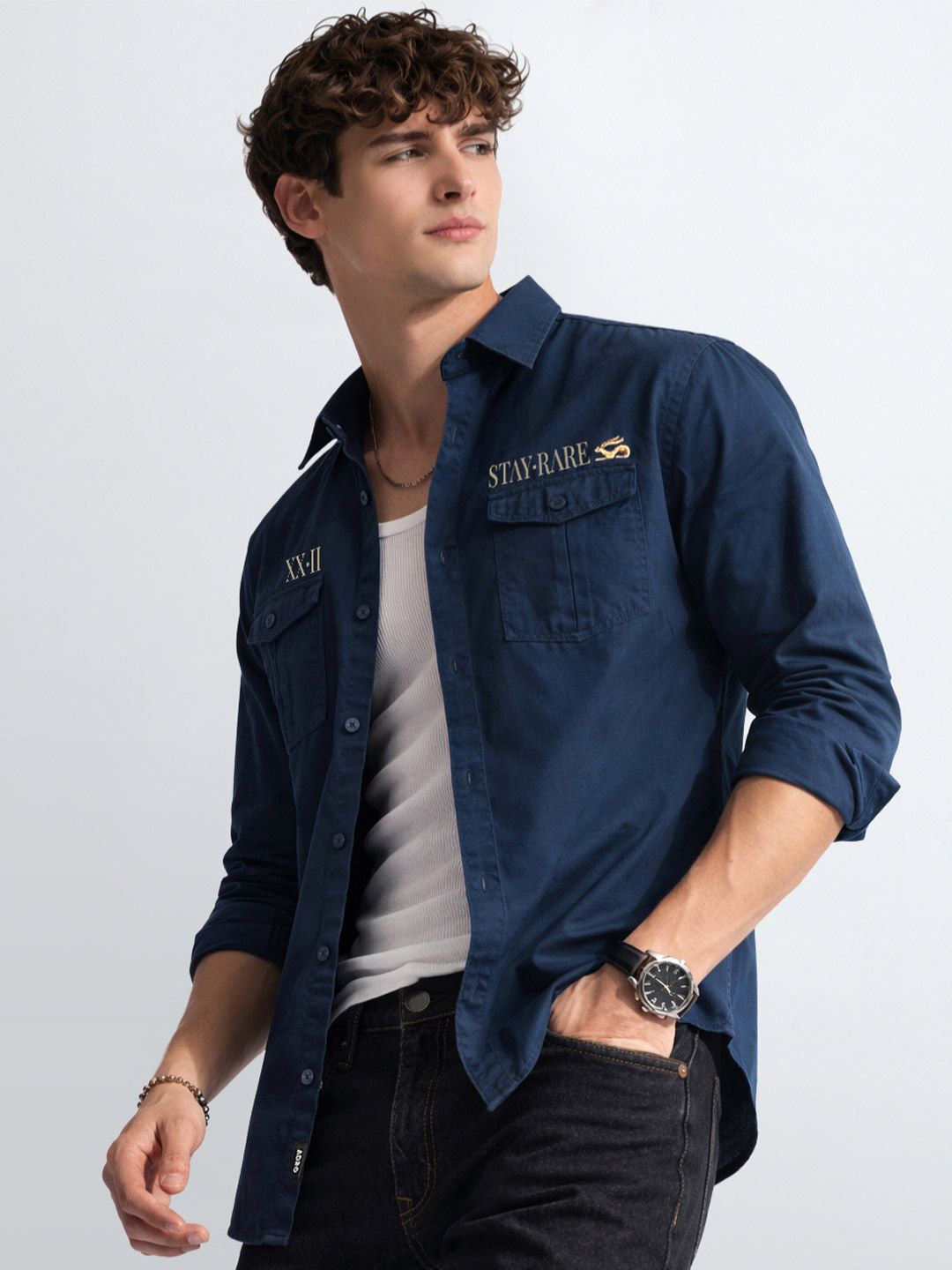 ADRO Men Standard Printed Cargo Cotton Shirts in Regular Fit