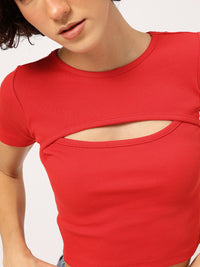 DressBerry Edgy Elegance Cut-Out Ribbed Crop Top
