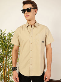 Thomas Scott Men Premium Cutaway Collar Solid Pure Cotton Slim Fit Casual Shirt