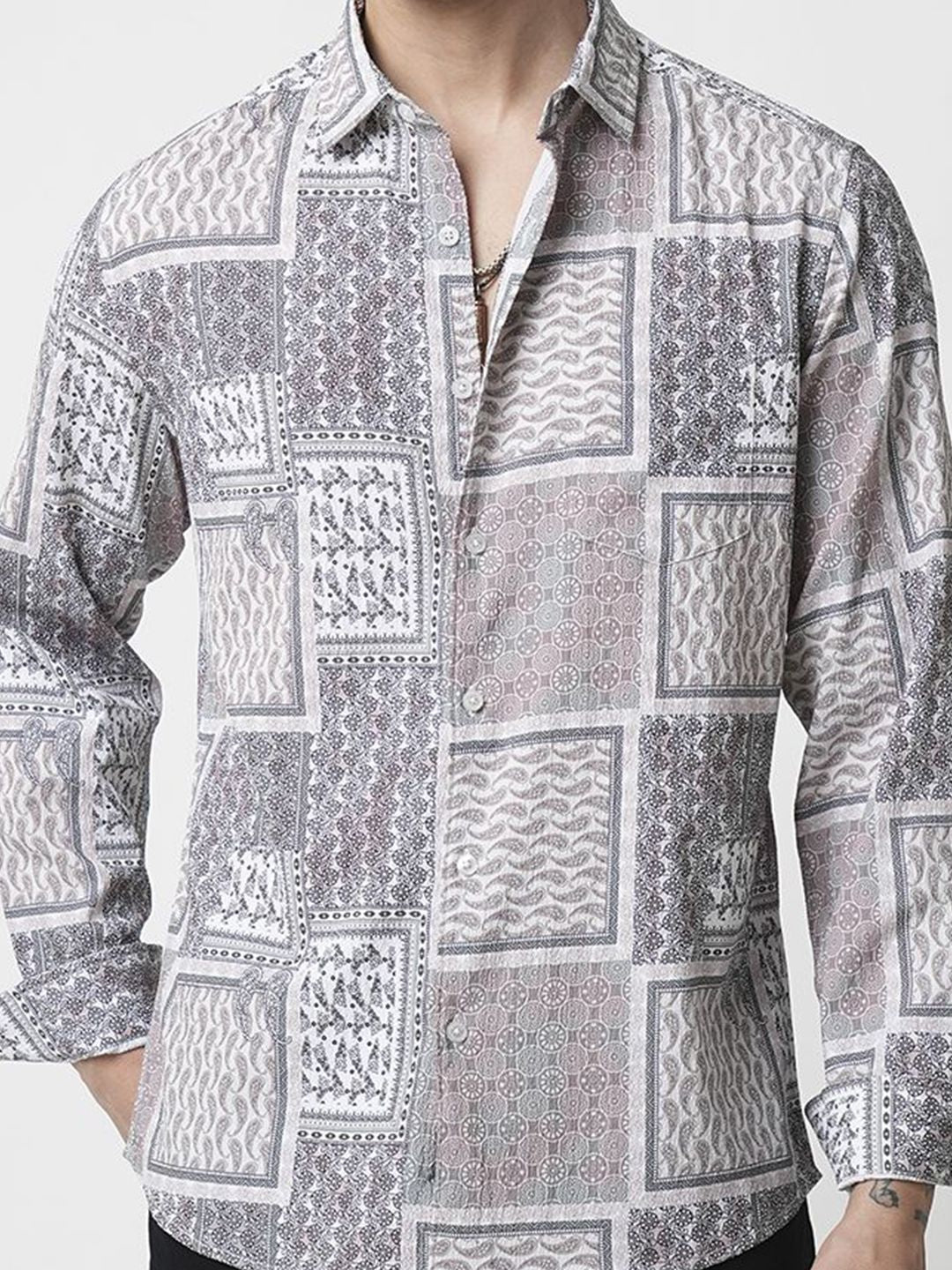 VASTRADO Men Classic Spread Collar Abstract Printed Slim Fit Casual Shirt
