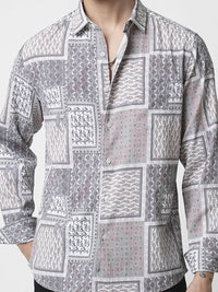 VASTRADO Men Classic Spread Collar Abstract Printed Slim Fit Casual Shirt