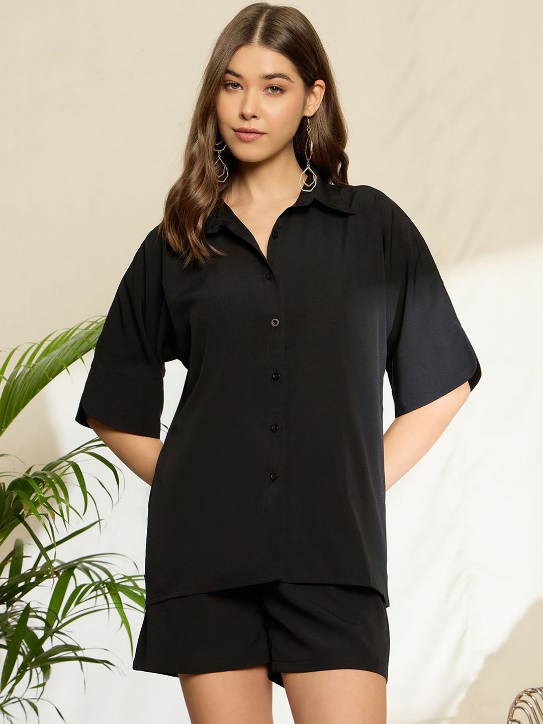 Berrylush Shoulder Straps Top and Shirt With shorts