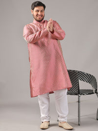 SOJANYA PLUS Plus Size Men Ethnic Motifs Woven Design Straight Kurta With Pyjamas