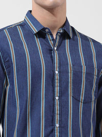 The Indian Garage Co Slim Fit Multi Stripes Striped Cutaway Collar Casual Shirt