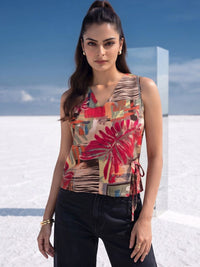 Mamicha Floral Print Wrap Top