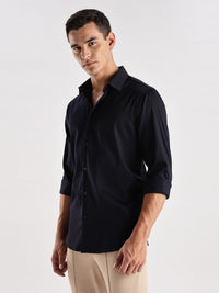 ADRO Men Slim Fit Solid Satin Casual Shirt