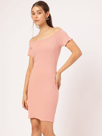 DressBerry Cute Femme Off-Shoulder Knitted Bodycon Dress