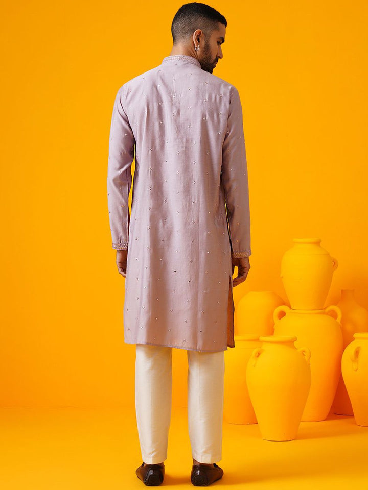 SOJANYA LUXE Geometric Sequinned Mandarin Collar Straight Kurta