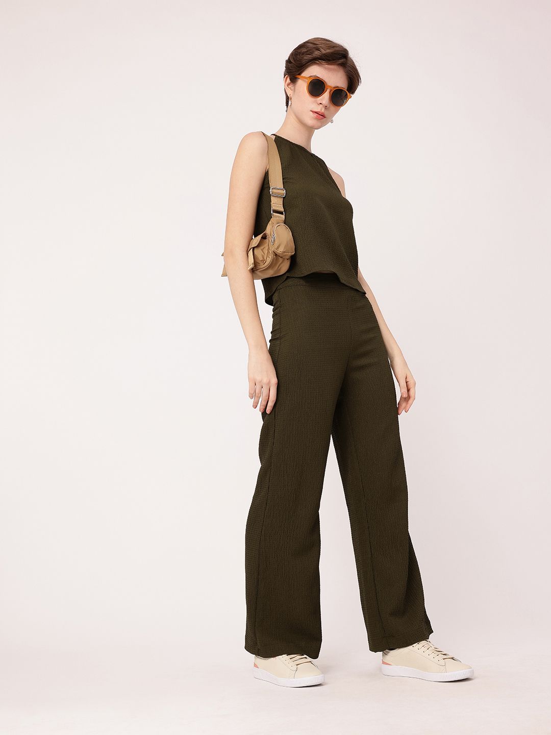 DressBerry Breezy Vibe Seersucker Sleeveless Top & Trousers Co-Ords