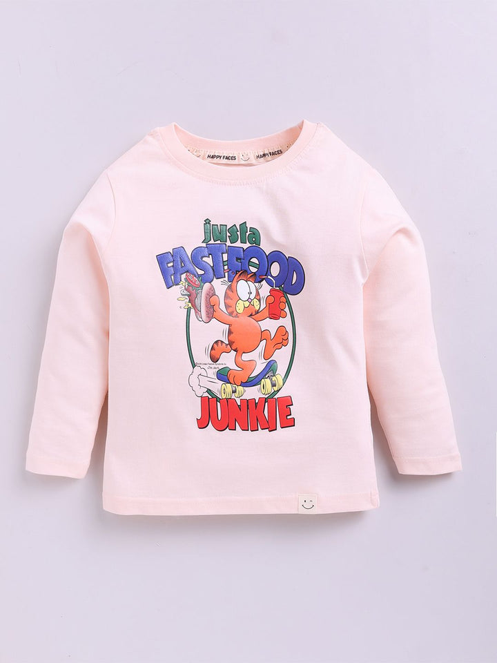 Happy Faces Boys Garfield Printed Pure Cotton T-shirt