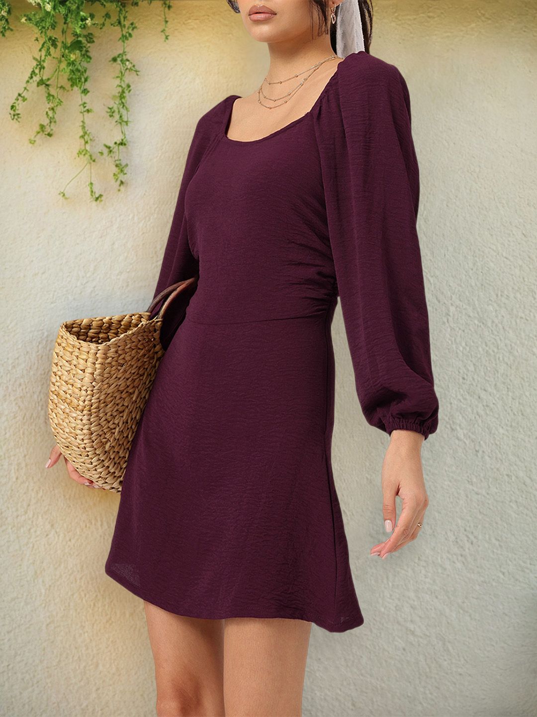 DressBerry Sleeky Stylish Puff Sleeves Mini Dress