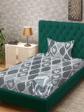 Myntra Elegant Homes Grey Floral Dilengkapi 300 TC Wool Bedsheet Single Dengan 1 Sarung Bantal