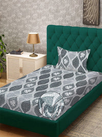 Myntra Elegant Homes Grey Floral Dilengkapi 300 TC Wool Bedsheet Single Dengan 1 Sarung Bantal