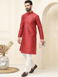 SOJANYA Ethnic Motifs Printed Cotton Silk Regular Kurta With Pyjama