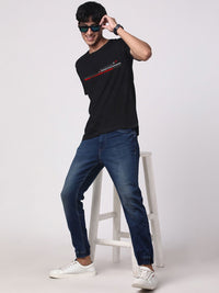 Pek ADRO Lelaki dengan 3 T-shirt Kapas Leher Bulat Bercetak Grafik