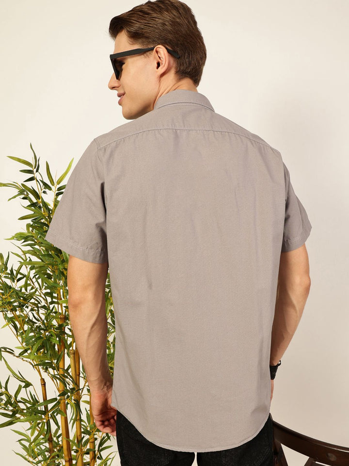 Thomas Scott Men Premium Cutaway Collar Solid Pure Cotton Slim Fit Casual Shirt