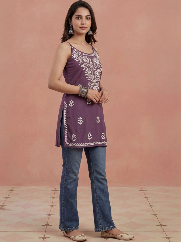 Kurta Sulam Benang Sulam Wanita Rumah Chikankari