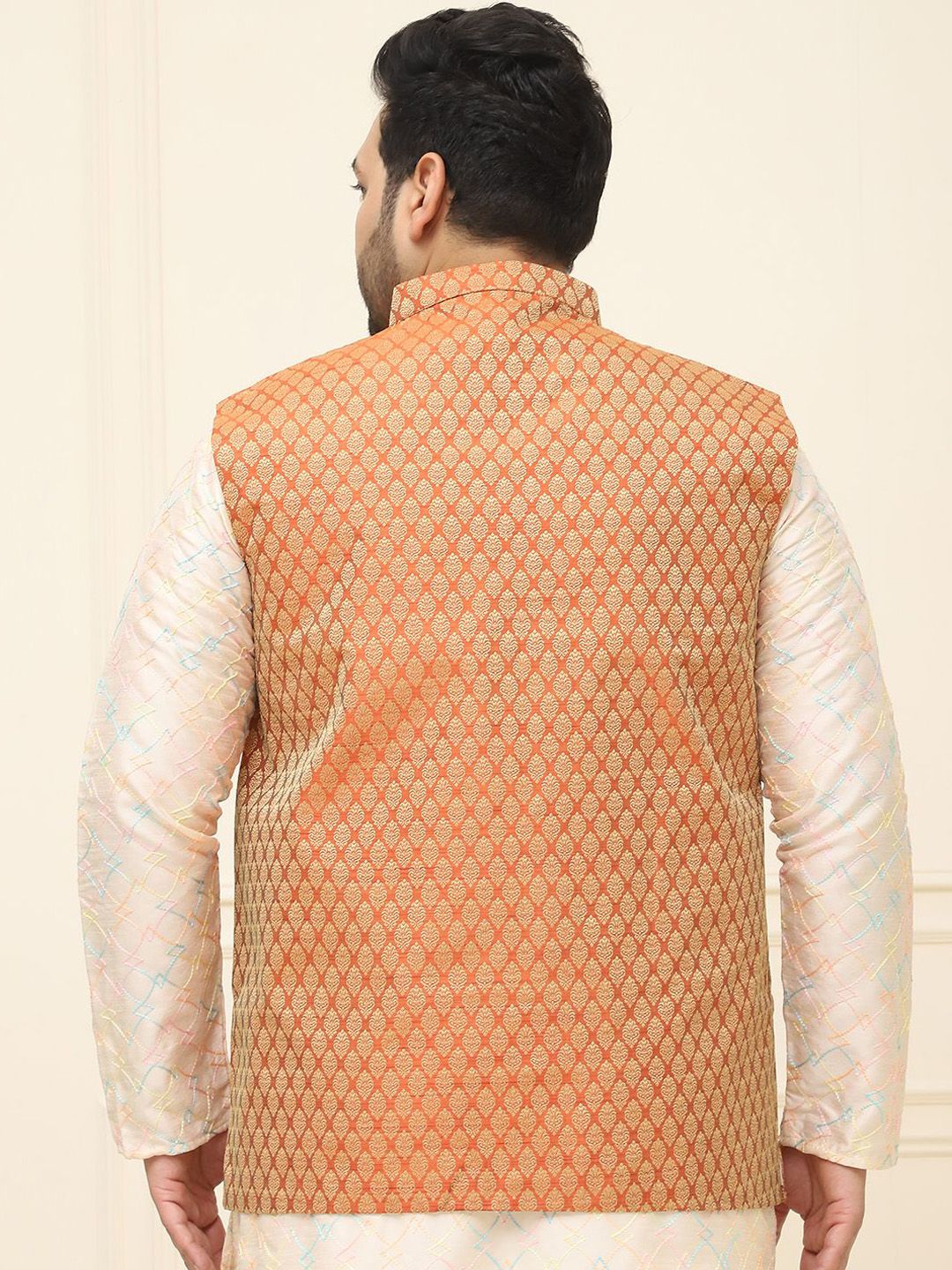 SOJANYA PLUS Men Printed Nehru Plus Size Jacket
