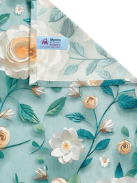 Myntra Elegant Homes Turquoise Blue Floral 300 TC Cadar Tempat Tidur Single dengan 1 Sarung Bantal