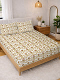 KLOTTHE Kuning & Hijau Bercetak 300 TC Cadar Katil Double Dengan 2 Sarung Bantal- 2.5 m x 2.25 m