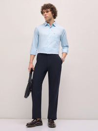 THE BEAR HOUSE Men Spread Collar Solid Cotton Tailored Fit Formal Shirt