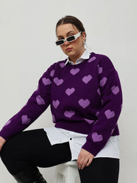 Wanita jalanan curvy ditambah saiz bercetak pullover