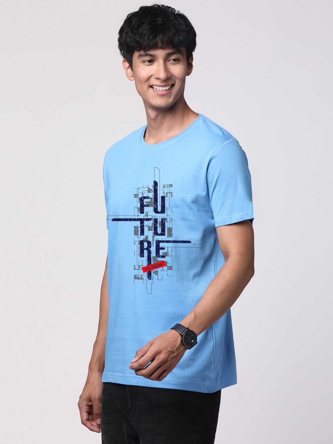 ADRO Men Graphic Printed Round Neck Cotton T-shirt