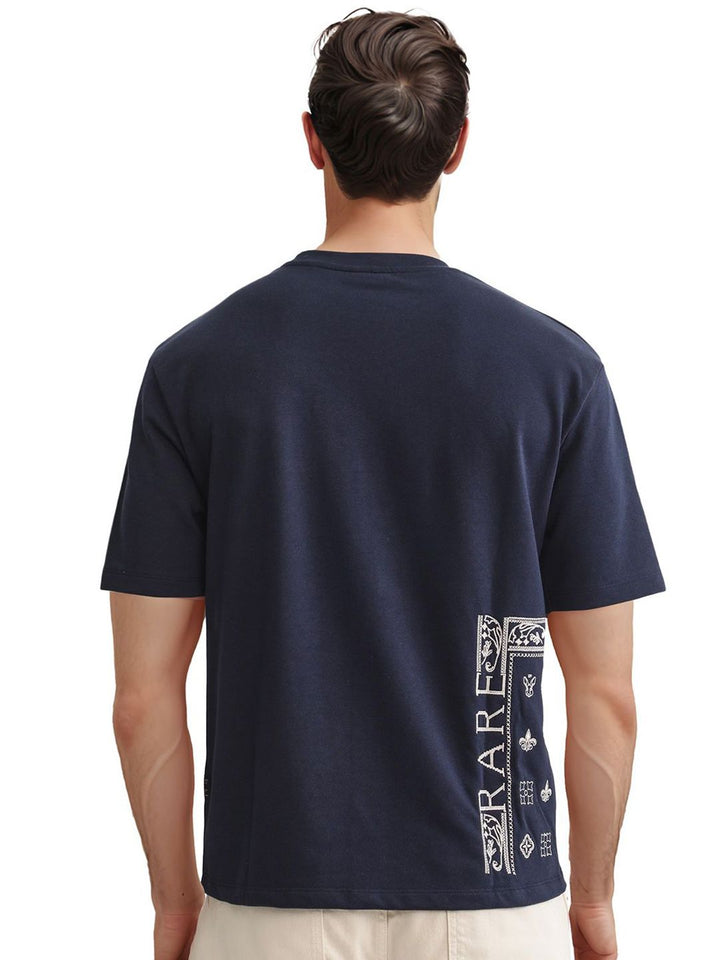 RARE RABBIT Men Graphic Printed Round Neck Slim Fit T-shirt