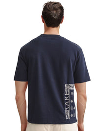RARE RABBIT Men Graphic Printed Round Neck Slim Fit T-shirt