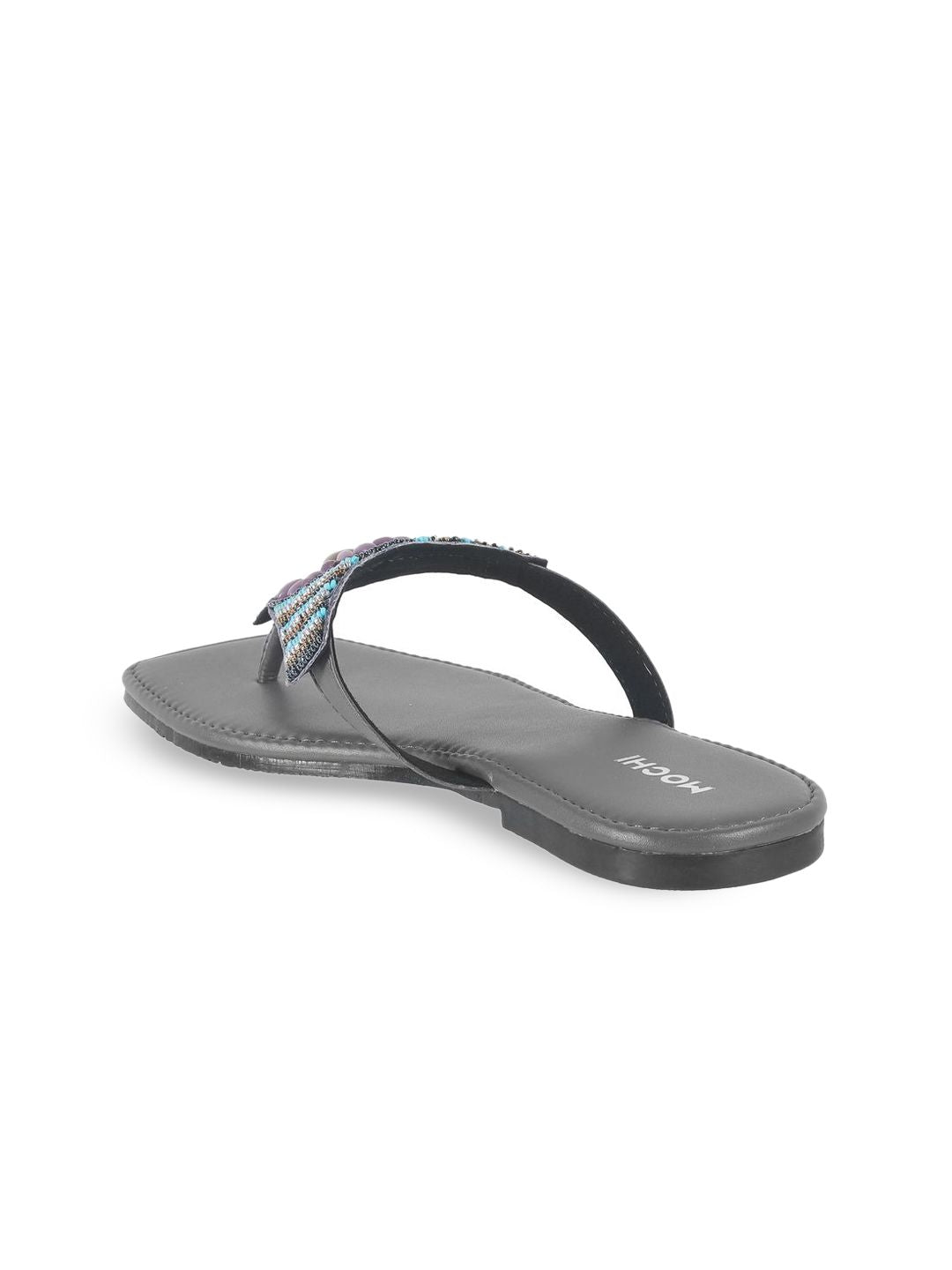 Mochi Women Embellished T-Strap Flats