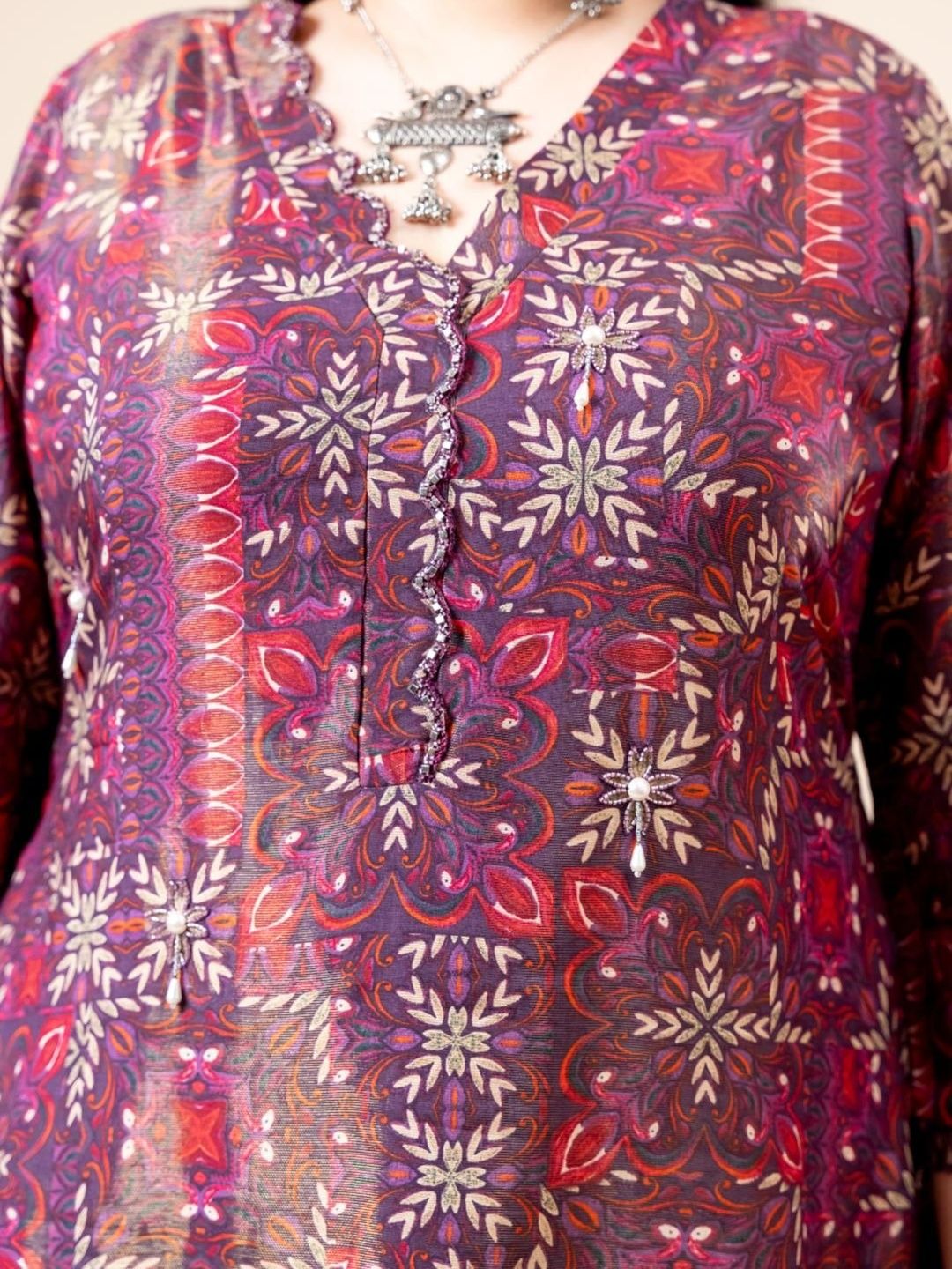 Mamicha Printed V-Neck Kurta Set